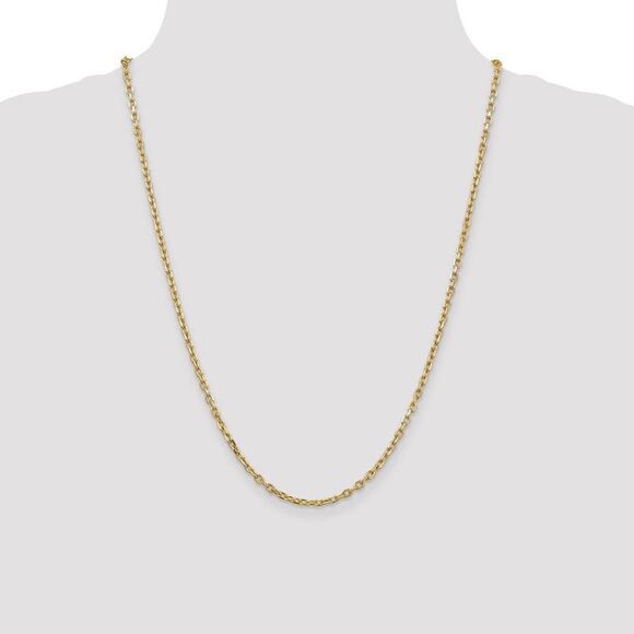 3mm, 14k Yellow Gold Diamond Cut Solid Cable Chain Necklace, 24 Inch - Picture 2 of 8